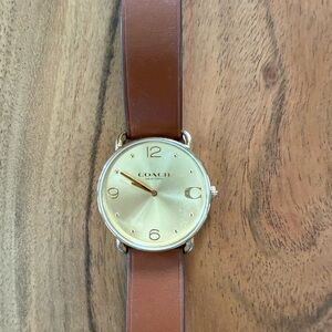 Coach Gold Dial with Brown Leather Strap Watch